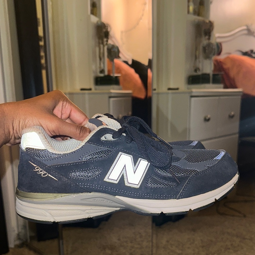 New Balance 990 Blue and White Sneakers